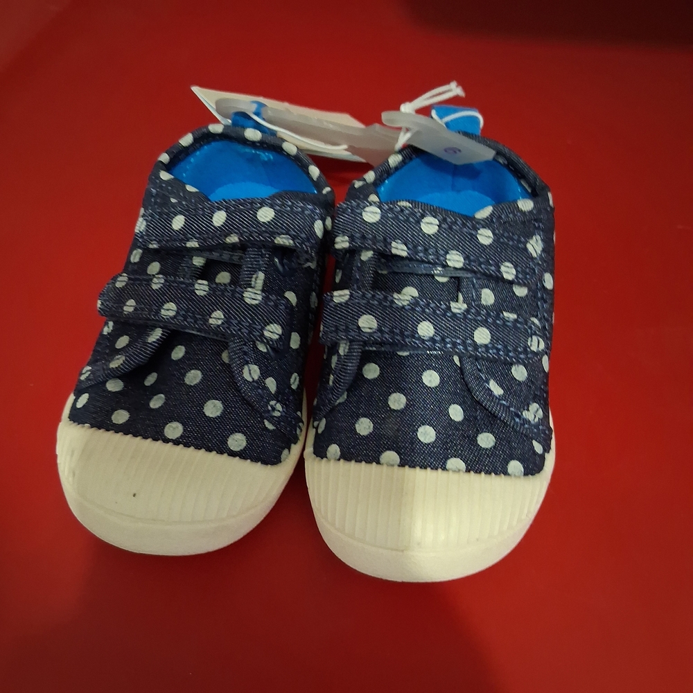 Cat & Jack Navy and White Polka Dot Baby Shoes